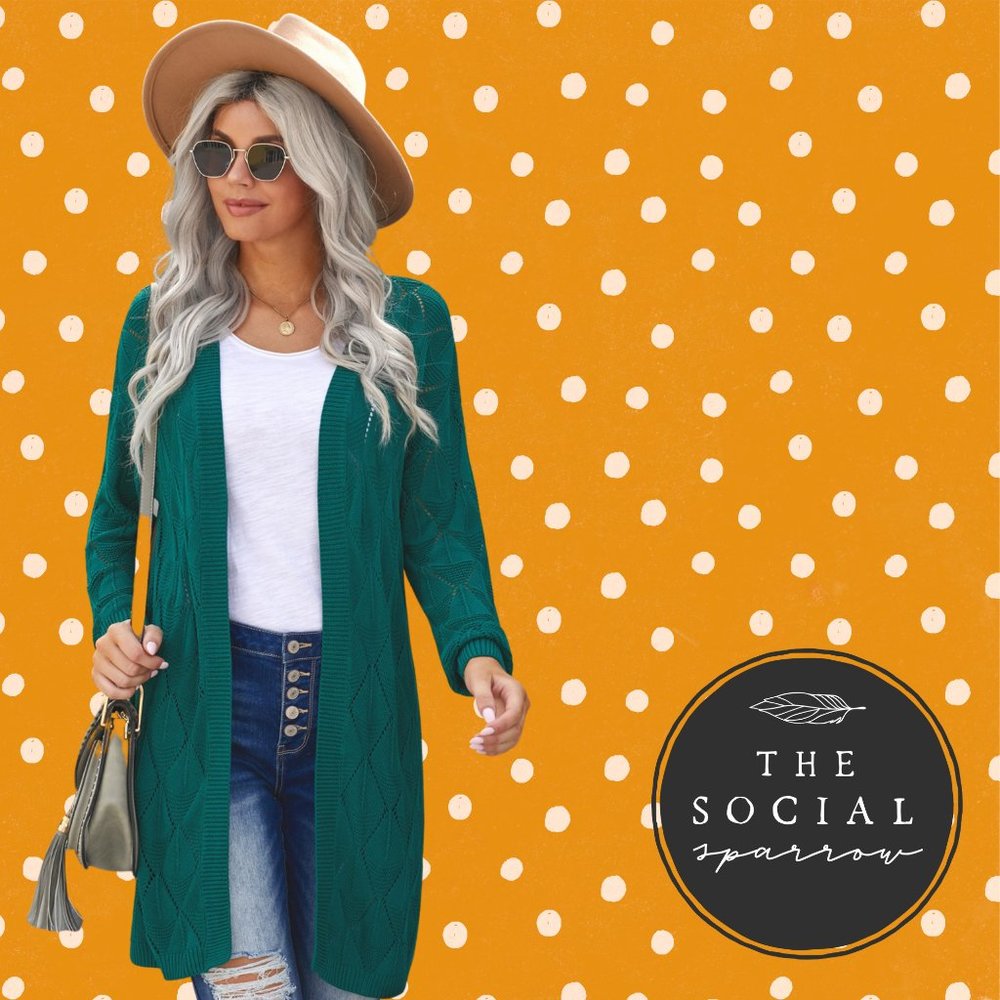 Green Geometric Cardigan